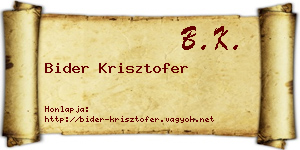 Bider Krisztofer névjegykártya